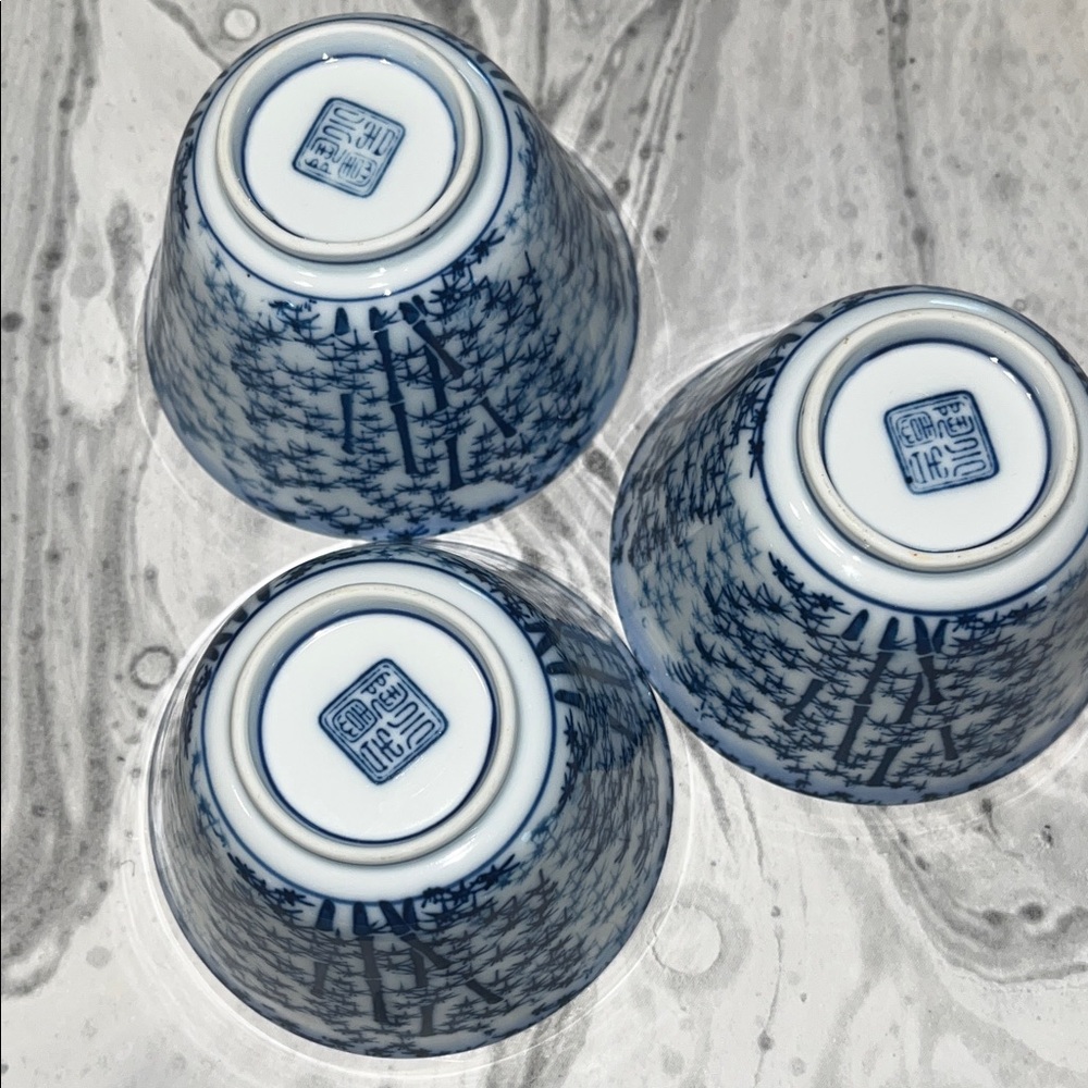 Blue and White Porcelain Tea Cups